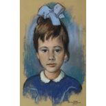 HASE, Ernst (*1889 Münster †1968 ebd), Farbkreidezeichnung, Kinderportrait Sibylle Wörmann mit