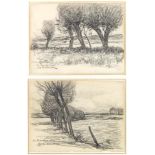 DOUHAERDT, Arthur (*1871 †1954), Kohle/ Karton, Paar Landschaften, je links unten betitelt, dat 5./