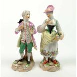 PAAR FIGUREN, Porzellanmanuf Lenck/ Passau, Historismus Epoche, polychrom, Galanter Herr und Dame