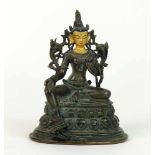 SHYAMA-TARA/ GRÜNE TARA, Nepal/ Tibet, Anfang 20.Jh., Weiblicher Bodhisattva, Bronze, Gesicht und
