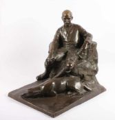 HAMMERSCHMIDT, Josef (1873 Münster - 1926 Düsseldorf), "Wilmar Laute mit Hund", Bronze, H 43,