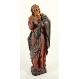HEILIGE MARIA MAGDALENA, Holzfigur aus einer Kreuzigungsgruppe, farbig gefasst, H 86, leicht besch.,