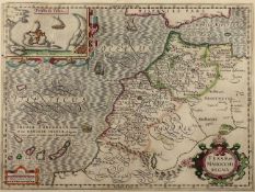 MAROKKO, "Fessae et Marocchi regna", kolorierter Kupferstich, 36 x 48, Hendrick HONDIUS. Die Karte
