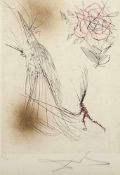 DALI, Salvador, "Das Gespenst und die Rose", Original-Radierung mit Kaltnadel/Japan, koloriert, 24 x