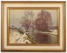WOLTER, Toni (1875-1929), "Winterliche Flusslandschaft", Öl/Hartfaser, 30 x 42, unten rechts
