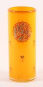 ART DECO-STANGENVASE, farbloses Glas, orange hinterfangen, ornamentaler Dekor, H 21, besch.,