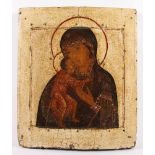 IKONE, "Gottesmutter Feodorowskaja", Tempera/Holz, 31 x 27, Feinmalerei mit Goldhöhungen,