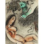 CHAGALL, Marc, "Eva wird von Gott verdammt", Original-Farblithografie, 35,5 x 26, aus Verve, 1960,