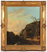 MALER UM 1870, "Landschaft mit Figuren", Öl/Lwd., 68 x 59, besch., R.