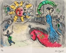 CHAGALL, Marc, "Soleil et cheval rouge", Original-Farblithografie, 42 x 31, 1979, WV Mourlot 945,