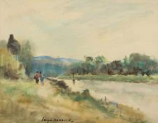 ROUAULT, Georges-Dominique (1904-2002), "Am Flussufer", Aquarell/Papier, 31 x 41 (