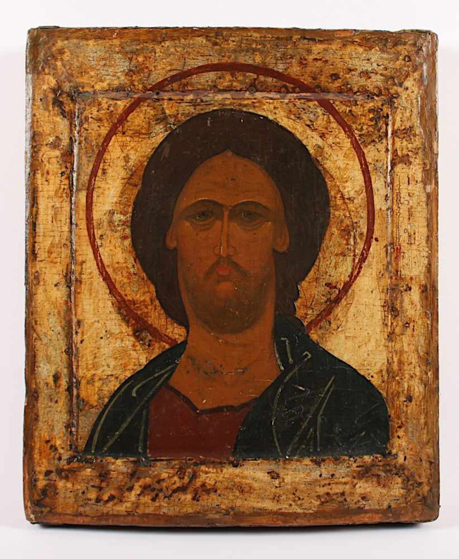 IKONE, "Christus das grimme Auge", Tempera/Holz, 30,5 x 26, RUSSLAND, 17.Jh. Expertise Helmut