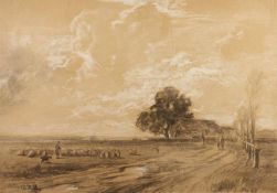 RÖTH, Philipp (1841-1921), "Schafe im Dachauer Moos", Kohle/Papier, 42,5 x 62,5, unten links