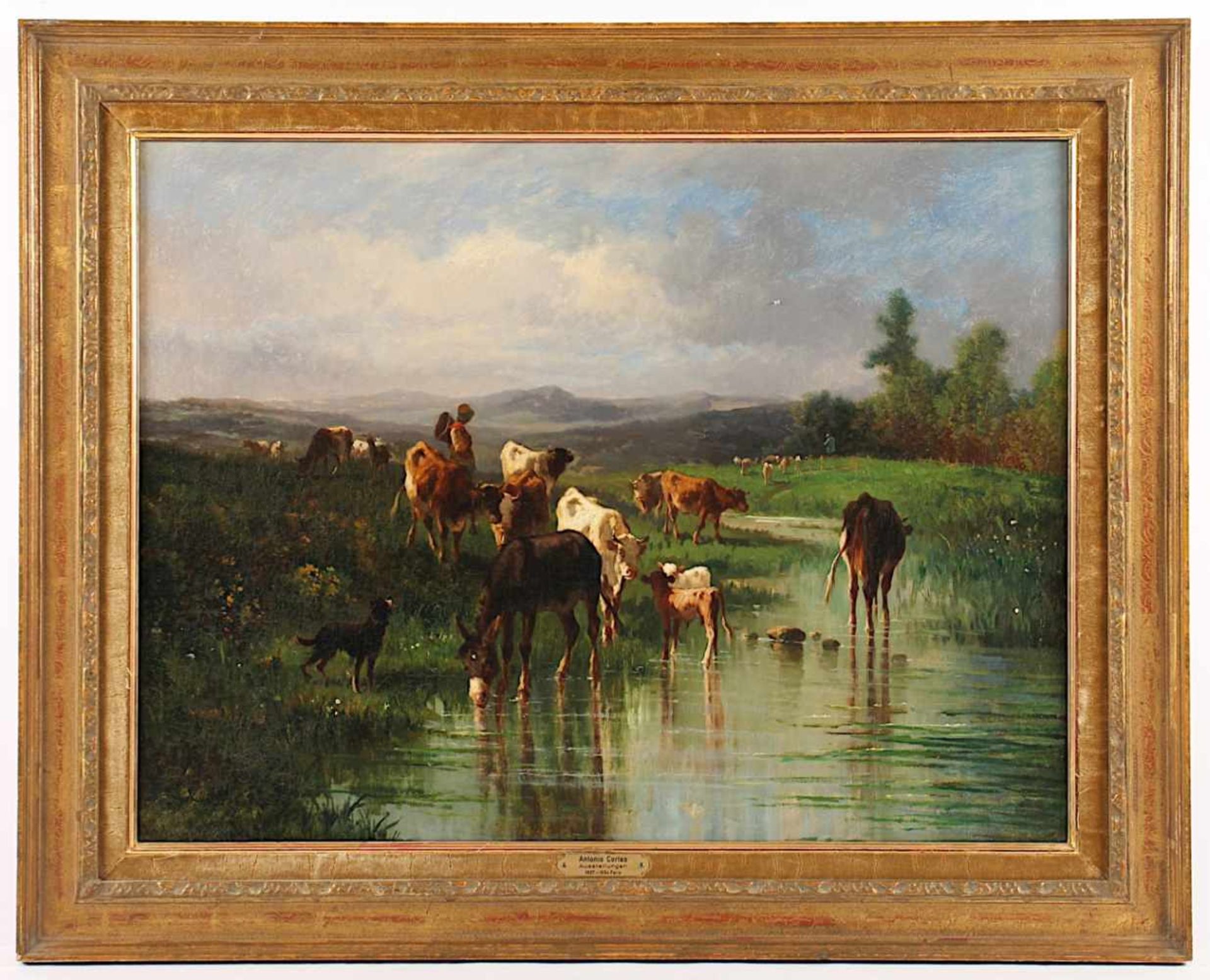 CORDERO CORTÉS, Antonio (1827-1908), "Landschaft mit Rinderherde", Öl/Lwd., 49 x 65, doubliert, - Bild 2 aus 4