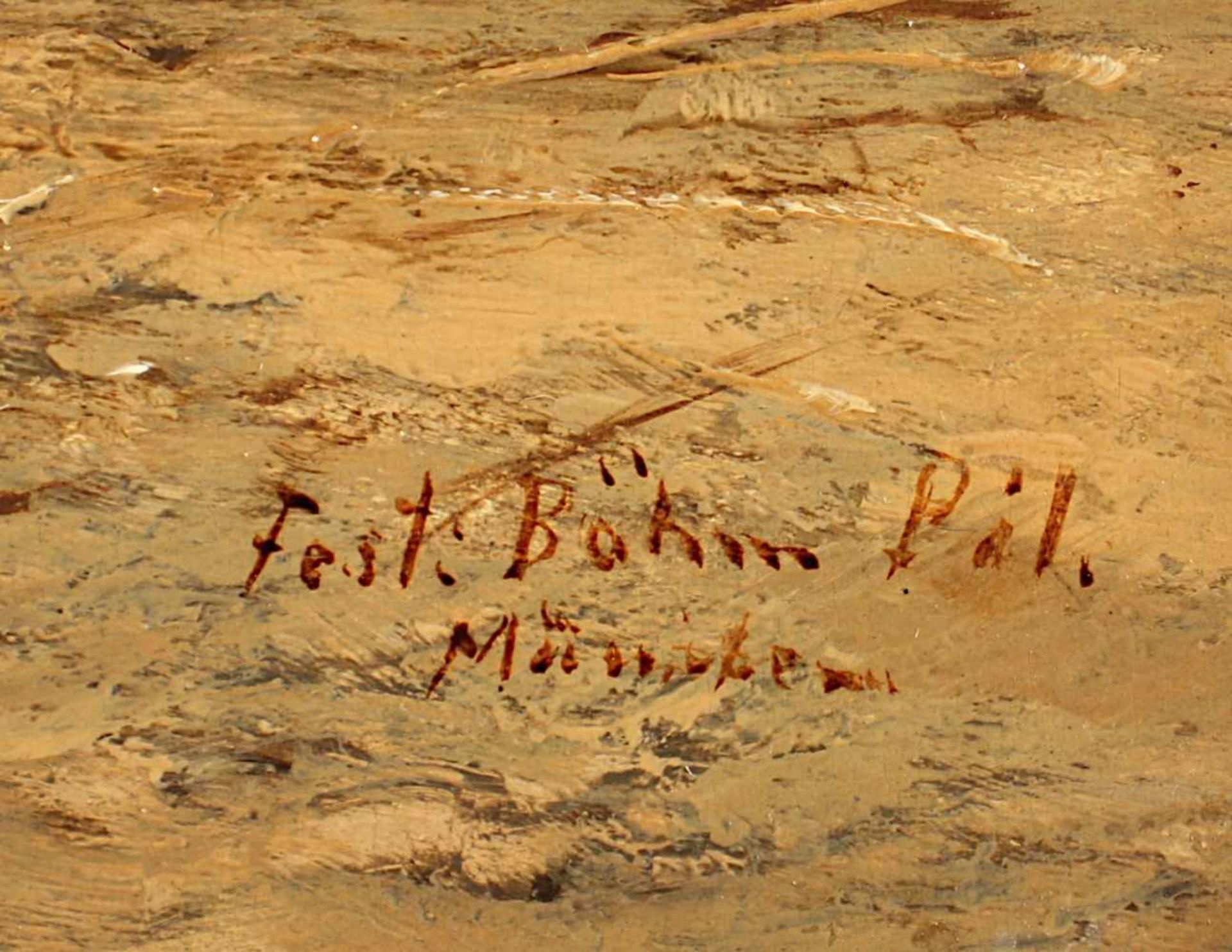 BÖHM, Pál (1839-1905), "Rastende Hirten am Lagerfeuer", Öl/Holz, 21 x 27, unten rechts signiert - Bild 3 aus 4