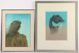 BRUNI, Bruno, zwei Arbeiten "Solitudine" (WV Nr. 270), "A spasso con la luna" (1990), Original-