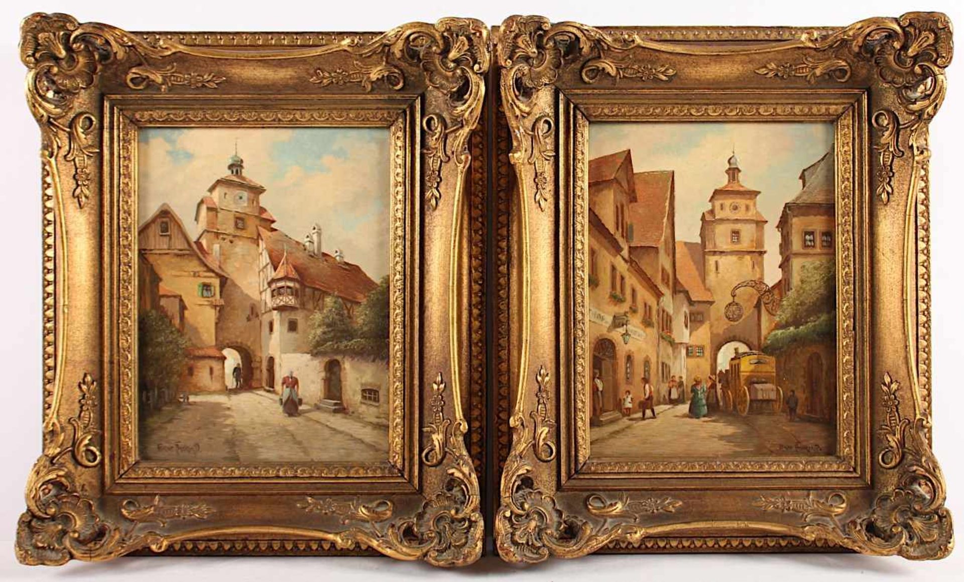 BECKER, Oskar (1898-1982), zwei Gemälde "Ansicht des Weissen Turms in Rothenburg", Öl/Malplatte,