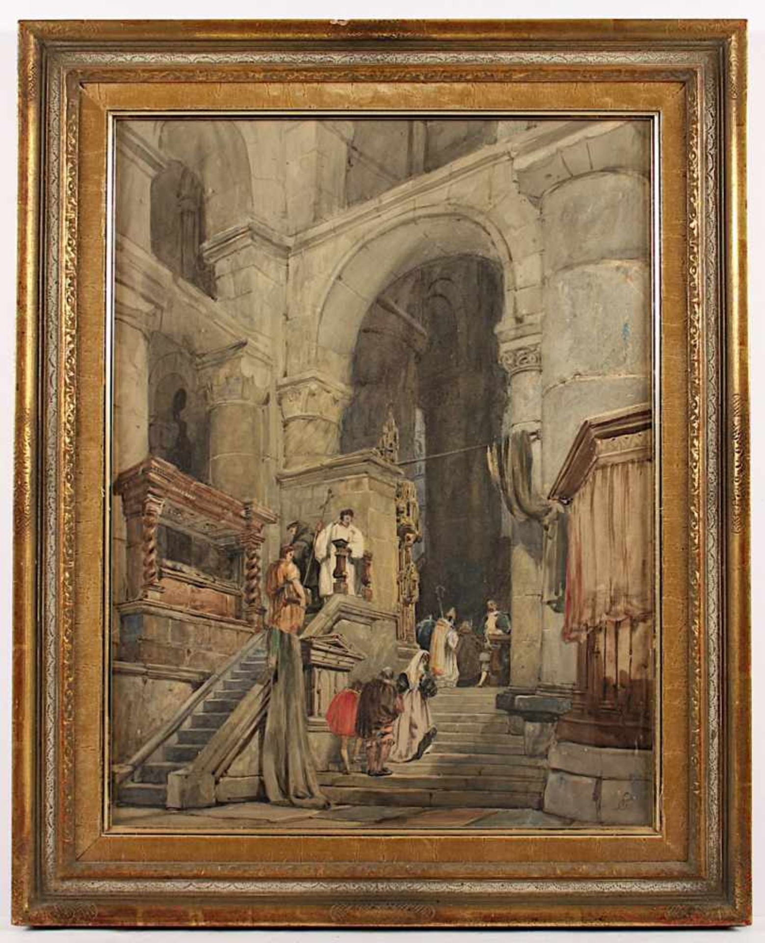 CATTERMOLE, George (1800-1868), "Kircheninneres", Aquarell/Papier, 52 x 40, unten rechts