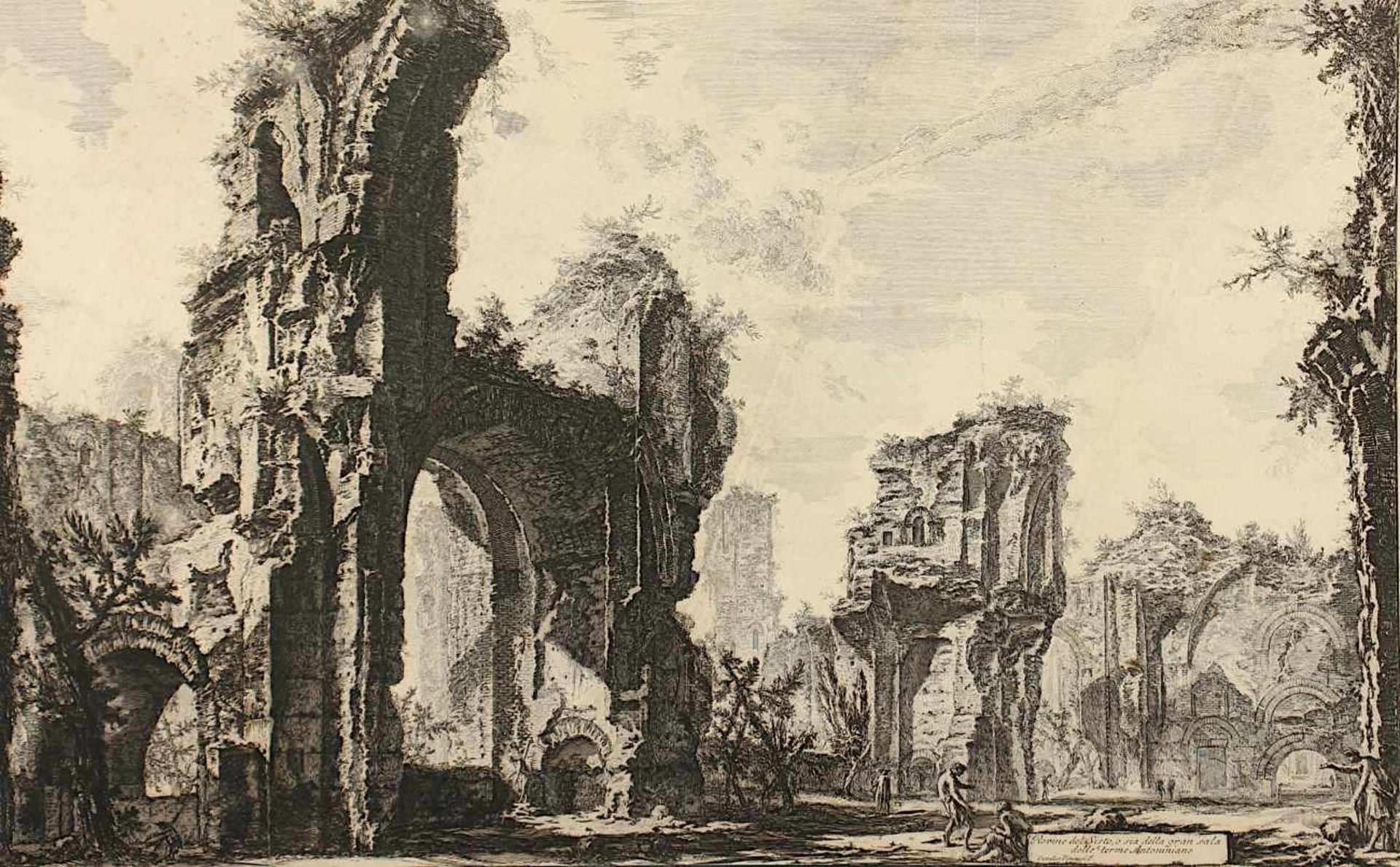 PIRANESI, Giovanni Batt., Veduta - "Rovine del Sisto sia della gran sala delle terme Antoniniane", - Bild 2 aus 2