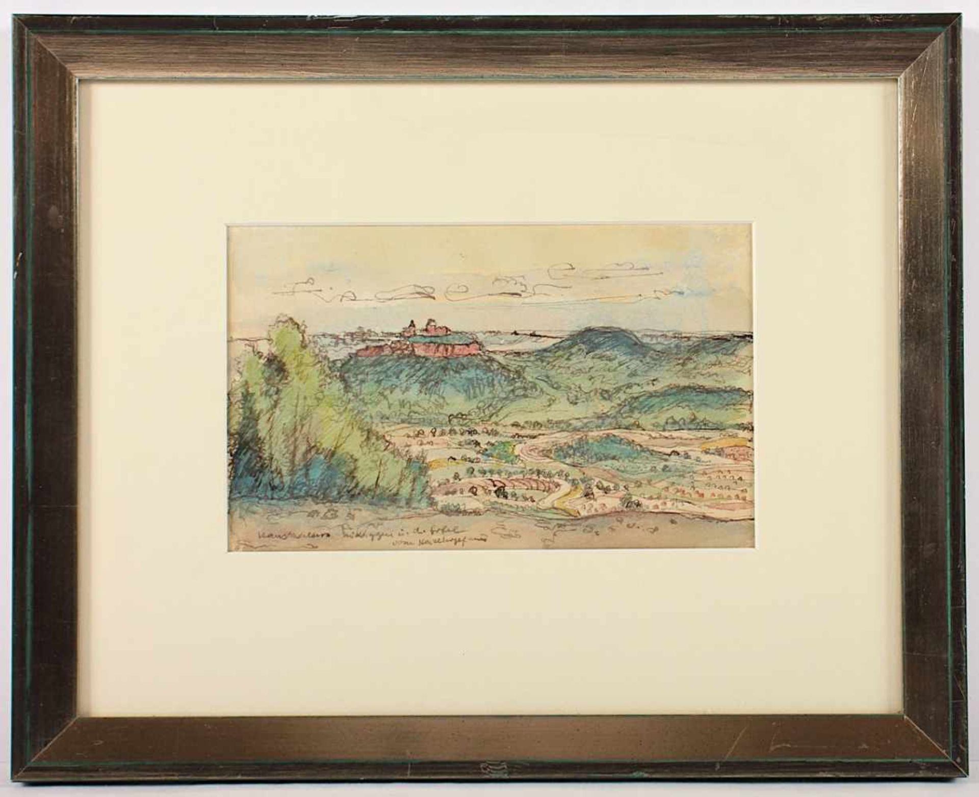 BECKERS, Hans (1898-1951), "Blick auf Nideggen in der Eifel", Aquarell/Tusche/Papier, unten links - Bild 2 aus 2