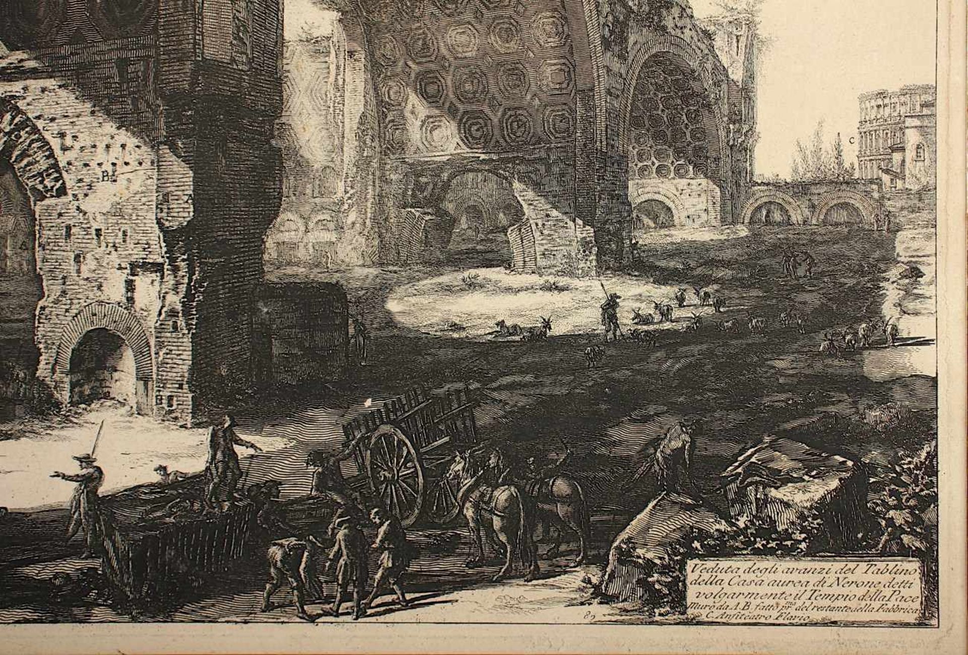 PIRANESI, Giovanni Batt., "Veduta degli avanzi del Tablino della Casa Aurea di Nerone", Radierung, - Image 2 of 2