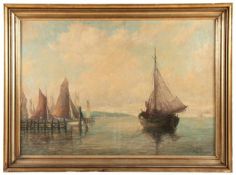 LEHMANN, K. (Maler 1.H.20.Jh.), "Schiffe im Hafen", Öl/Holz, 80 x 115, unten rechts signiert, R.