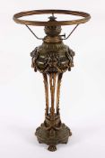 LAMPENFUSS, Bronze, verschieden patiniert, H 59, ohne Schirm, mit Ölbehälter, wohl BERLIN, um 1880