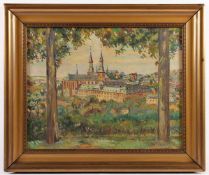SELBACH (Maler 1.H.20.Jh.), "Blick auf die Sankt Salvator-Basilika in Prüm", Öl/Lwd., 42 x 54,