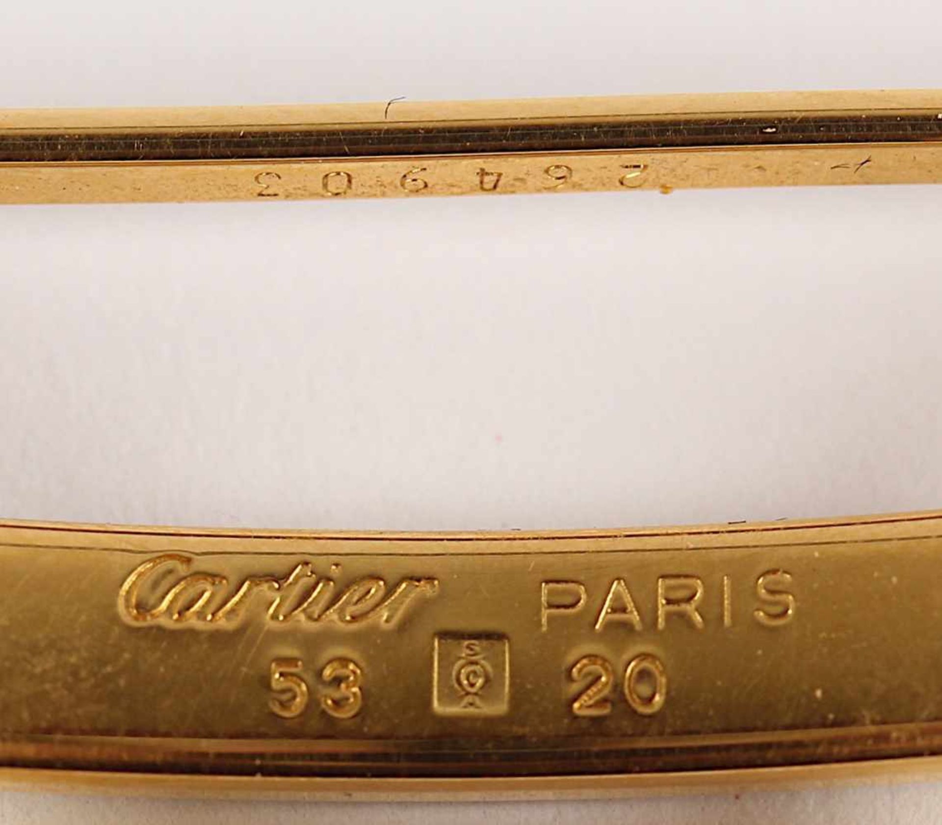 CARTIER-BRILLE, Metall, vergoldet bzw. versilbert, numm. 53 und 20, Bügelnr. 130, CARTIER, PARIS, - Image 2 of 2