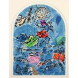 CHAGALL, Marc, "Glasfenster", blau, Farblithografie, 29,5 x 21,5, Mourlot, A.Sauret, Paris, 1962,