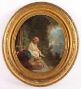 TOUSSAINT, Louis (1826-1879), "Morgentoilette", Öl/Lwd., 31 x 27, unten links signiert, verso mit