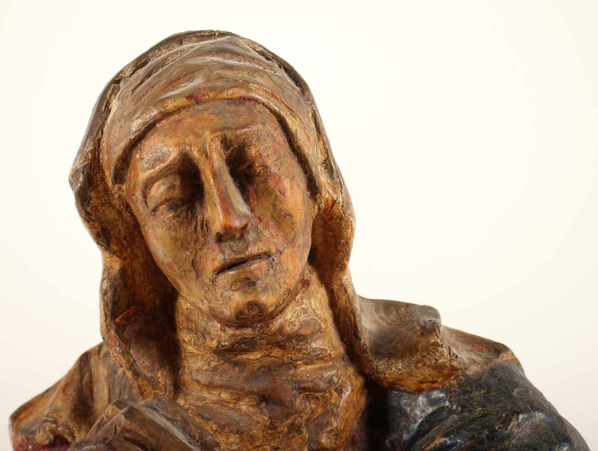 HEILIGE MARIA MAGDALENA, Holzfigur aus einer Kreuzigungsgruppe, farbig gefasst, H 86, leicht besch., - Bild 4 aus 4