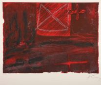 TAPIES, Antoni, "o.T.", Original-Farbradierung/Bütten, 30 x 40, nummeriert 39/75, handsigniert,