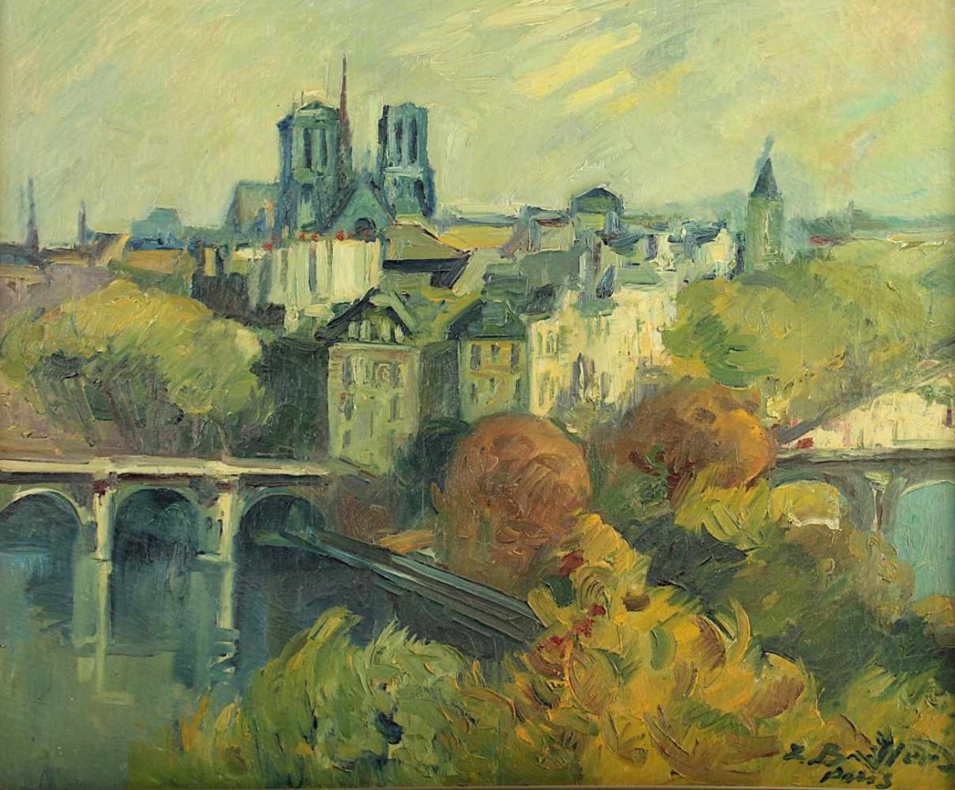 BAITLER, Zoma (1908-1994), "Blick auf Notre Dame de Paris", Öl/Lwd., 50 x 60, unten rechts signiert, - Bild 2 aus 4