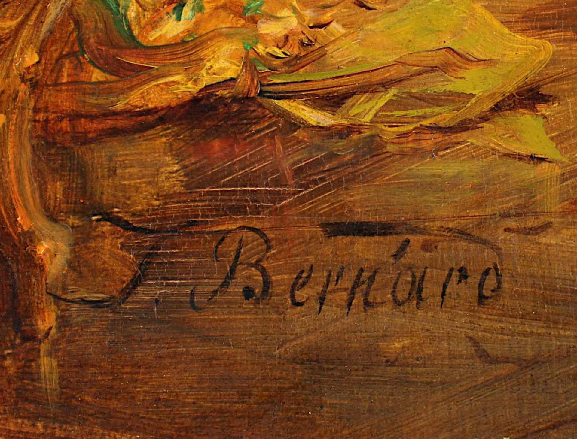 BERNARD, Joseph (1864-1933), "Blick durchs Schlüsselloch", Öl/Holz, 47 x 29, unten Mitte signiert, - Image 5 of 6