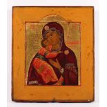 IKONE, "Gottesmutter Vladimirskaja", Tempera/Holz, mit Goldgrund, 31 x 26,5, Feinmalerei, leicht