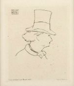 MANET, Edouard, "Charles Baudelaire im Profil mit Hut", Radierung, 11 x 9, Künstlermonogramm "M"