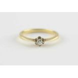 SOLITÄRRING, 585/ooo Gelbgold, besetzt mit einem Altschliffdiamanten von ca. 0,13 ct., RG 56, 2,8g