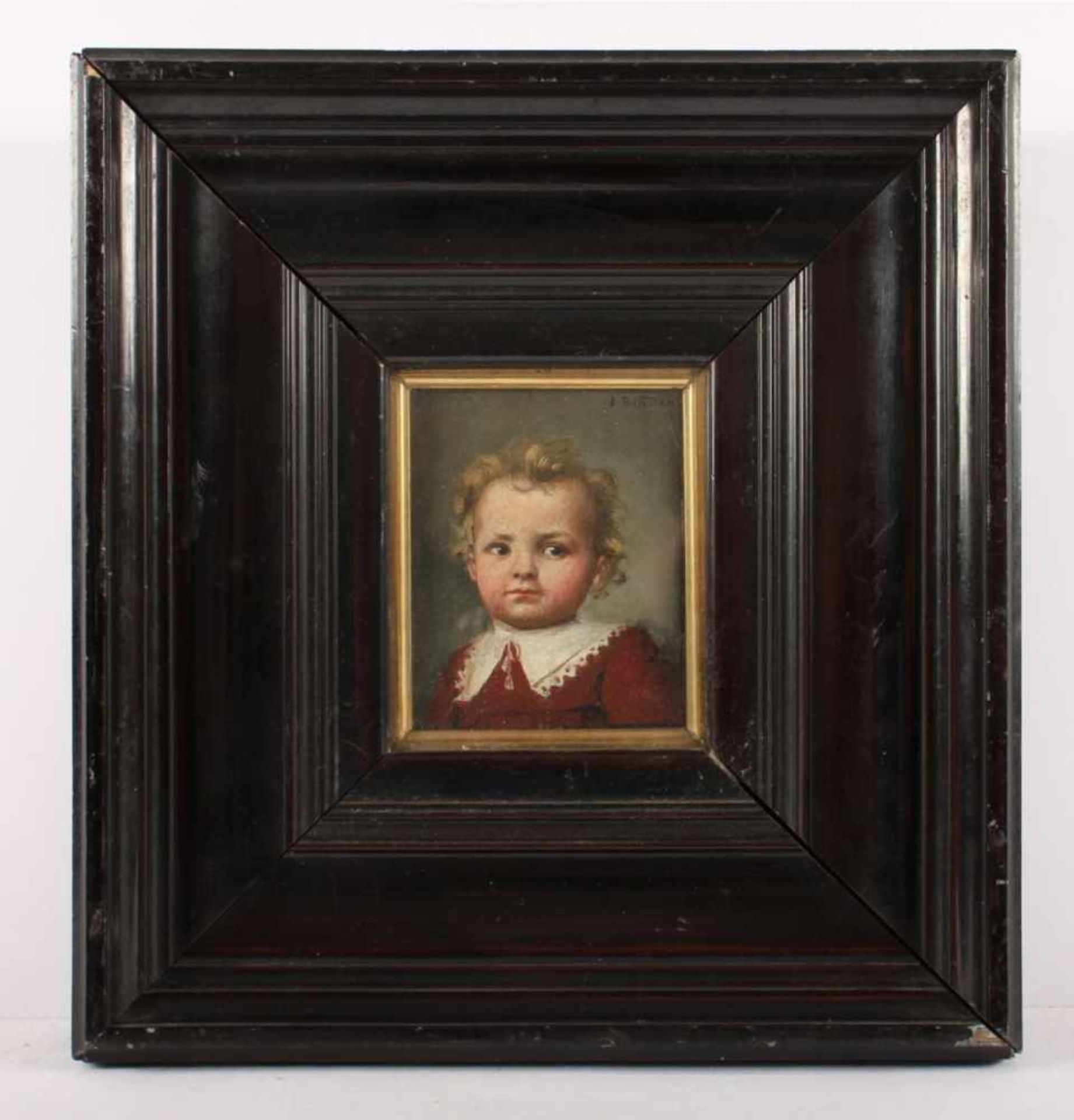 BINDER, Alois (1857-1933), "Kinderportrait", Öl/Malkarton, 10 x 8, oben rechts signiert, R. - Image 2 of 2