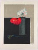 WUNDERLICH, Paul, "Rote und weiße Anthurie", Original-Farblithografie, 64 x 49, nummeriert 58/150,
