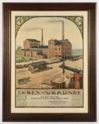 MUCK, Willhart (1914-1960), "Ehrenurkunde einer Zuckerfabrik", Farblithografie, in der Platte