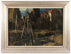 VAN LERVEN, Gerard (1885-1966), "Pfahlbau in Amsterdam", Öl/Lwd., 56,5 x 81,5, unten rechts