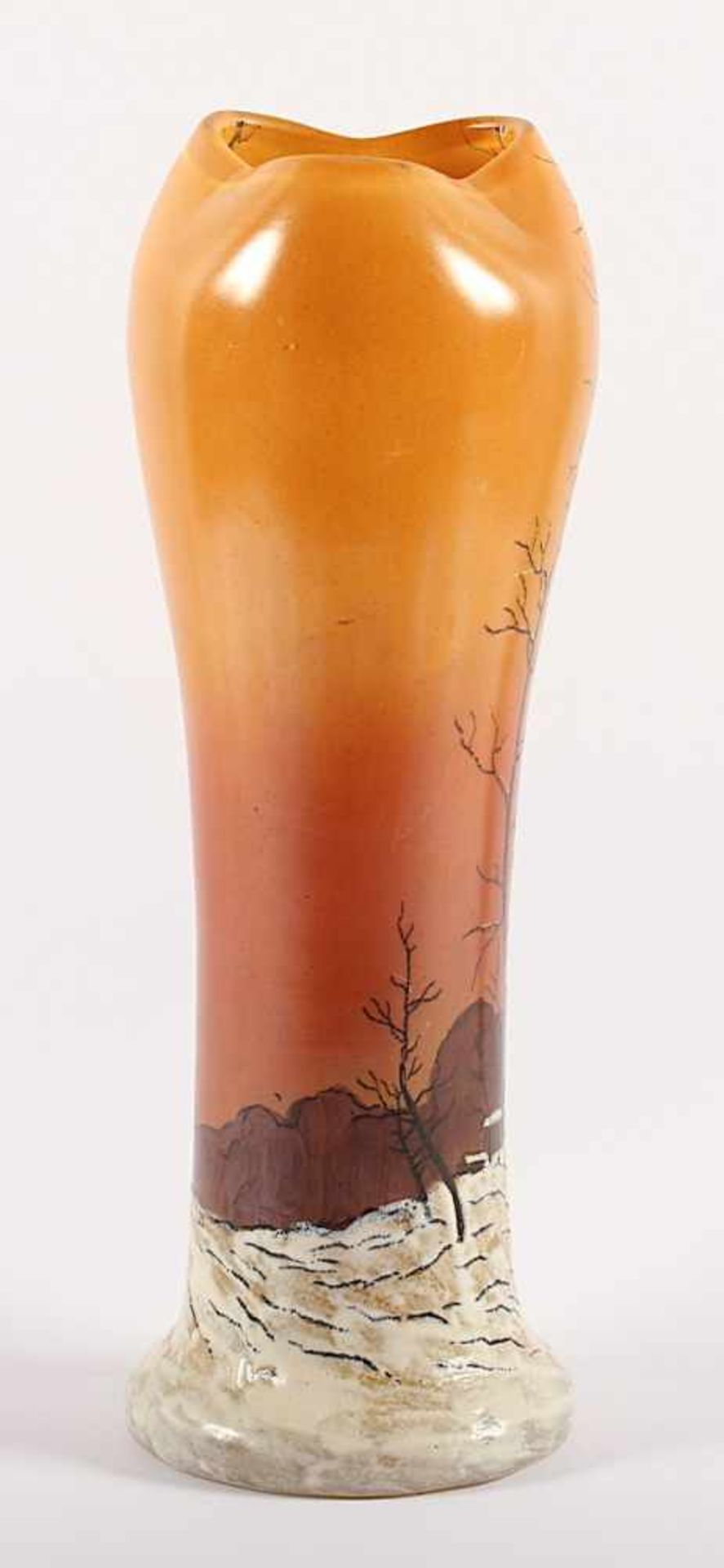 PAYSAGE DE VERRE-VASE, farbloses Glas, orange überfangen im Verlauf, umlaufend Winterlandschaft in - Image 3 of 3