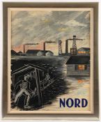 PINGUENET, Henri (1889-1972), "Plakatentwurf für Frankreich Nord", Mischtechnik/Holz, 66 x 52,5,