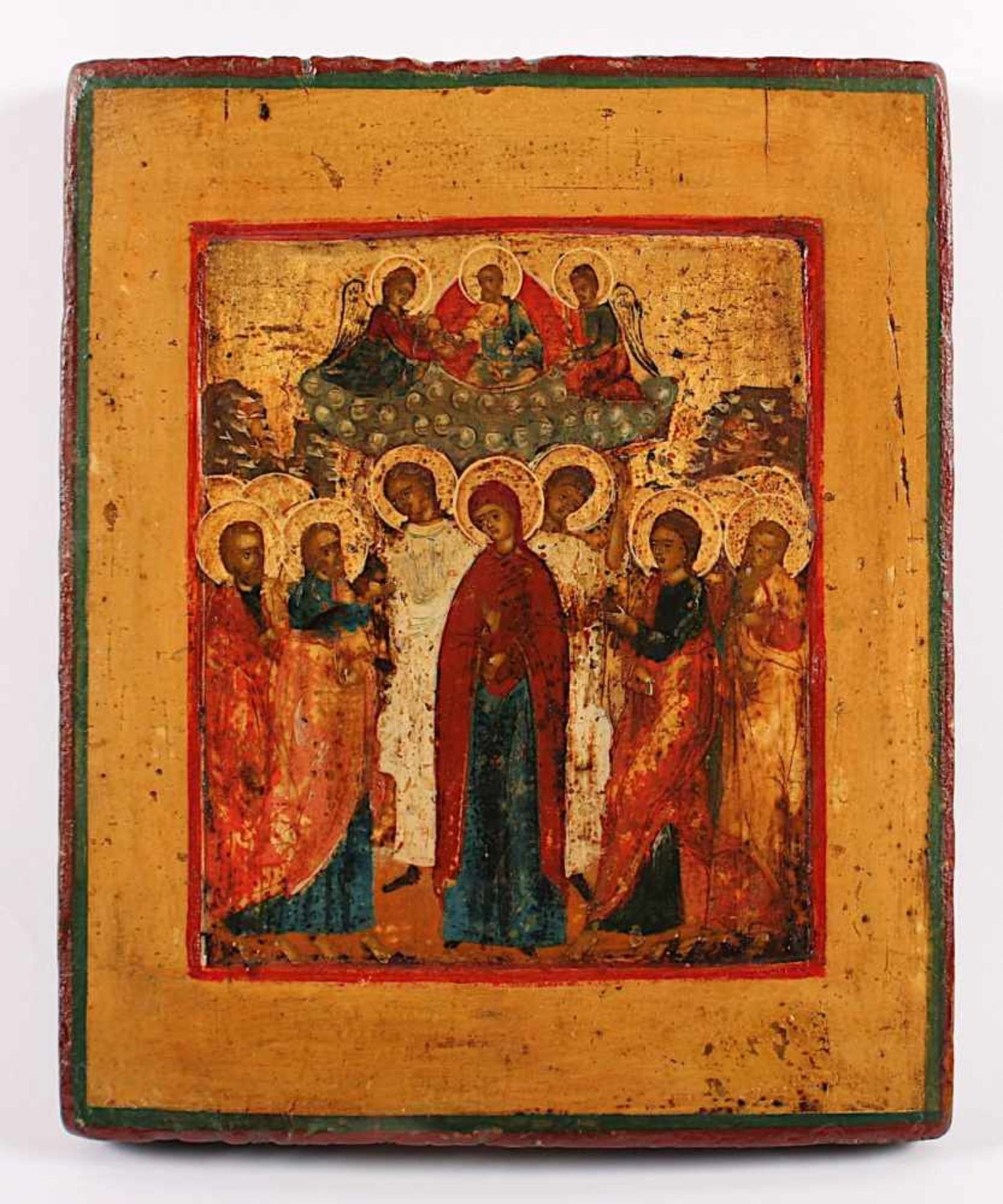 IKONE, "Christi Himmelfahrt", Tempera/Holz, 22 x 18, Goldhöhungen, oben in der Mitte auf einer