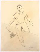 RUDAKOV, Konstantin Ivanovich (1891-1949), zugeschr., "Tennisspieler", Bleistift/Papier, 31 x 23,