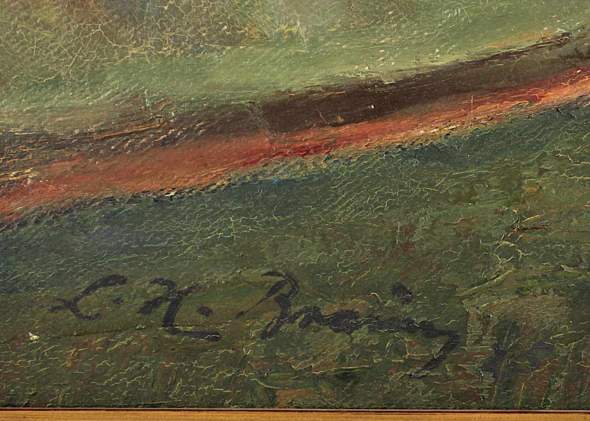 BRAUN, Leo Hubert (1891-1969), "Viadukt mit Eisenbahn", Öl/Lwd., 50 x 70, unten links signiert - Bild 2 aus 3
