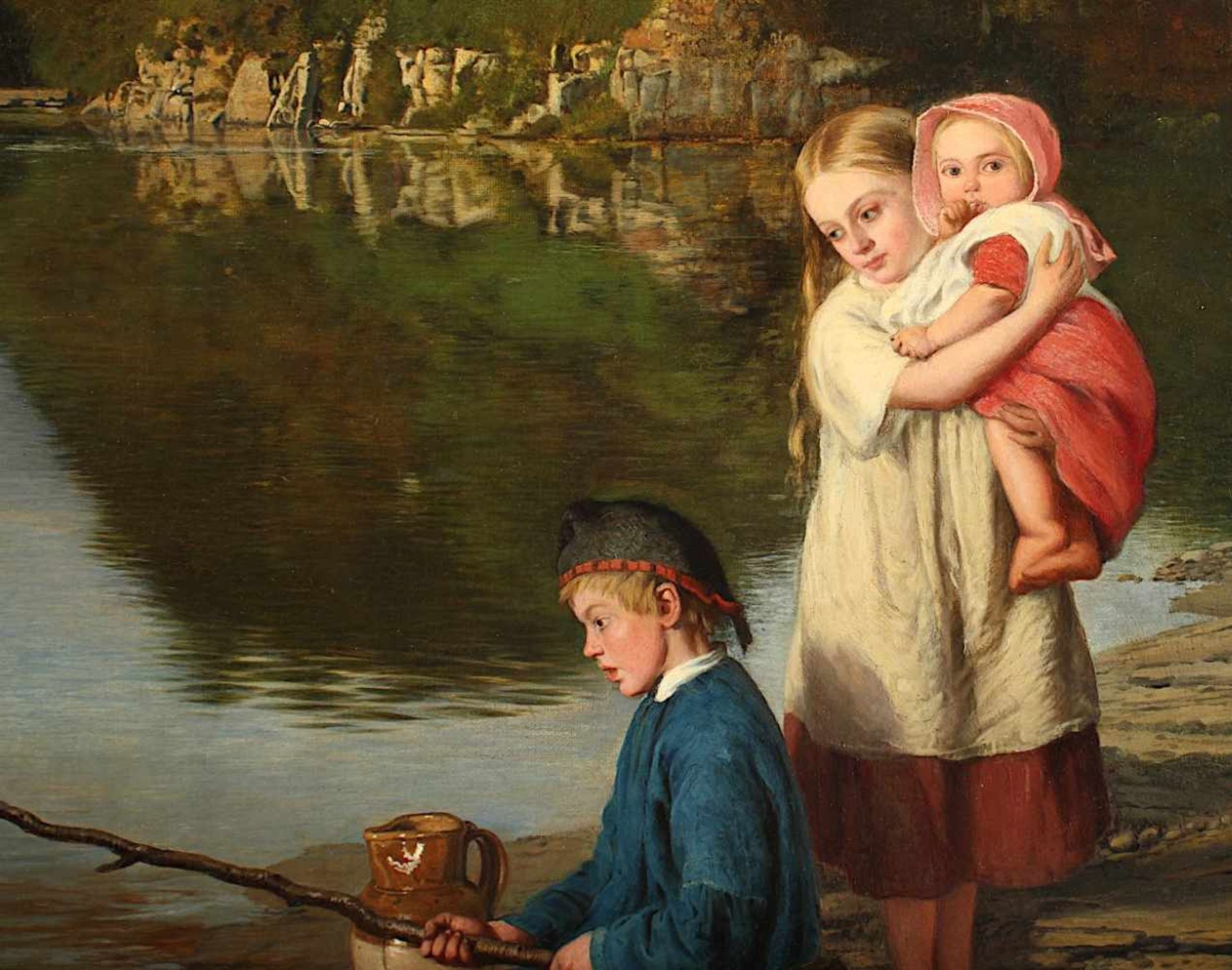 HOLL, Frank Francis Montague (1845-1888), "Angelnde Kinder", Öl/Lwd., 61 x 51, doubliert, unten - Bild 3 aus 5