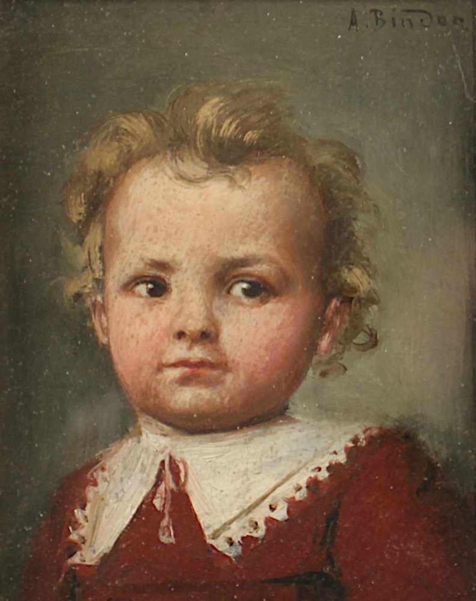 BINDER, Alois (1857-1933), "Kinderportrait", Öl/Malkarton, 10 x 8, oben rechts signiert, R.