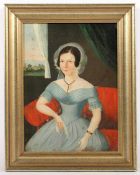 PORTRAITMALER UM 1830/40, "Bildnis einer Frau", Öl/Weissmetall, 22 x 17, besch., R.
